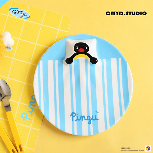 正版Pingu卡通躺平盘子生日礼物