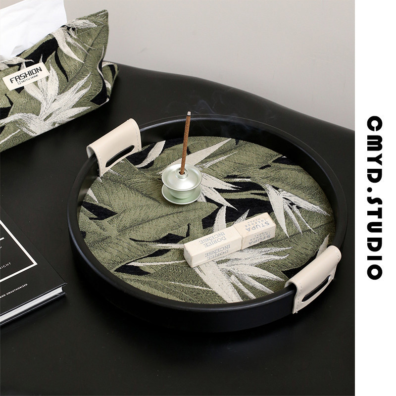 CMYD原创复古手工布艺圆形托盘可旋转客厅玄关收纳盘乔迁新居送礼,家居饰品,香薰托盘,淘宝优惠券,粉丝福利购,淘宝优惠卷