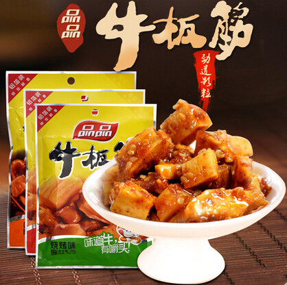 品品牛板筋68g*10袋包邮 四川特产小包装麻辣烧烤牛肉干牛筋辣条 - 封面