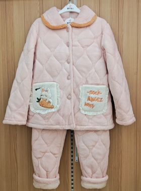 都市丽人女士夹袄LHT1N4三层加厚加绒夹棉法兰绒珊瑚绒家居服套装