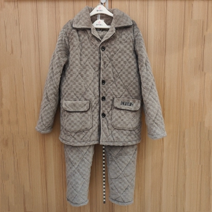 都市丽人睡衣FH31J9男士三层夹棉晶粒绒保暖蓄热开衫家居服套装