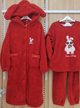 都市丽人LH37A8LH32L7女士卡通连帽睡袍暖肤绒亲肤保暖锁温家居服