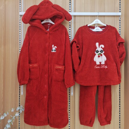 都市丽人LH37A8LH32L7女士卡通连帽睡袍暖肤绒亲肤保暖锁温家居服