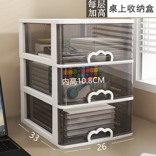 梳妆台办公桌面塑料收纳架盒柜抽屉式化妆品透明大容量整理箱置物