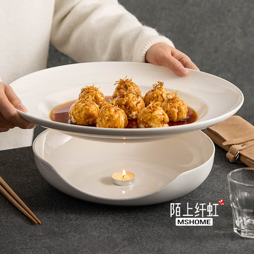 超大酒店明炉保温椭圆鱼碟