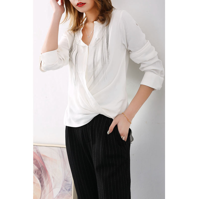 30姆米重磅真丝衬衫 价格优惠 中长款套头40mm桑蚕丝上衣白色黑色