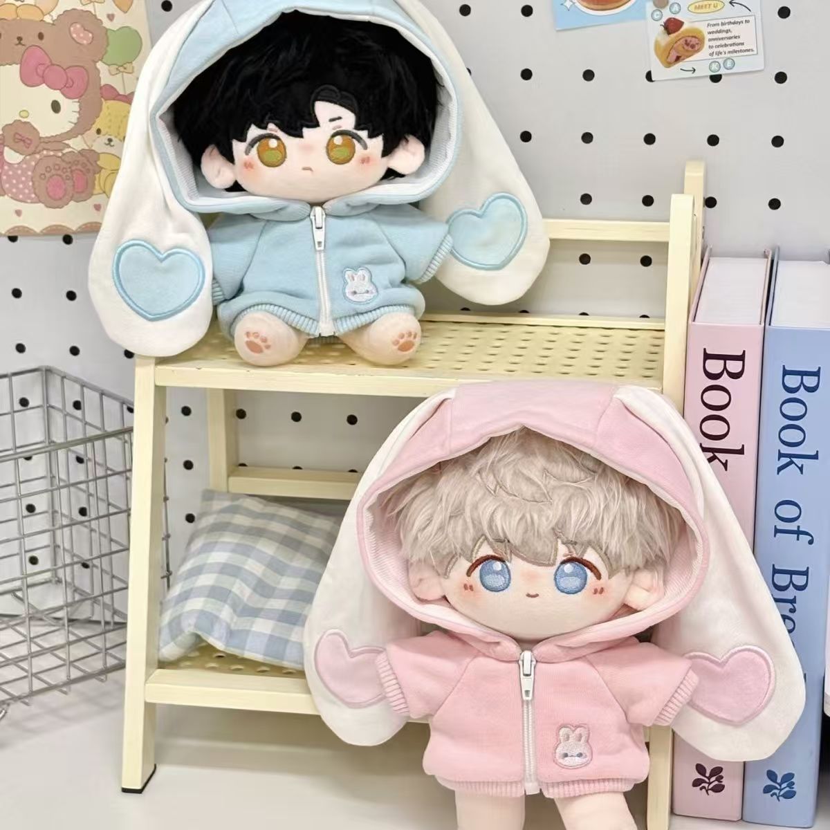 20厘米棉花娃娃娃衣替换装可爱超萌单点上衣长耳朵卫衣秋冬新款