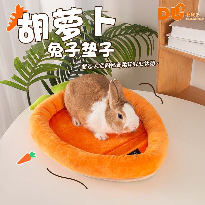 新款跨境胡萝卜兔子趴趴垫过冬保暖兔子垫子防咬侏儒兔龙猫荷兰猪