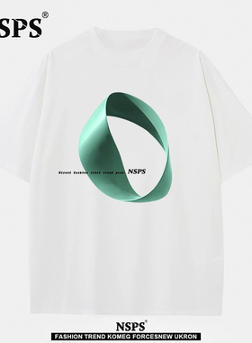 NSPS官方联名|奥特莱斯| 特大码300斤男女款丝带绿环时尚短袖t恤
