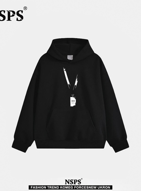 NSPS官方联名|奥特莱斯|大码时尚纯棉连帽刃形标识长袖男女款卫衣