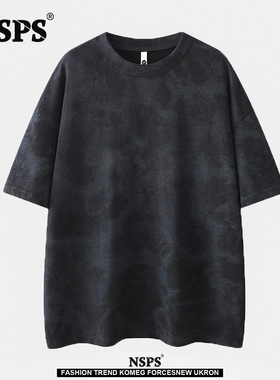 NSPS官方联名|奥特莱斯|特大码300斤男女款扎染时尚纯棉短袖t恤潮