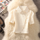 新款 洋气卡腰小衫 新中式 2026夏季 国风盘扣设计感法式 衬衫 短袖 上衣