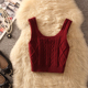 复古针织吊带背心女秋冬新款 外穿内搭短款 毛衣打底衫 法式 无袖 上衣