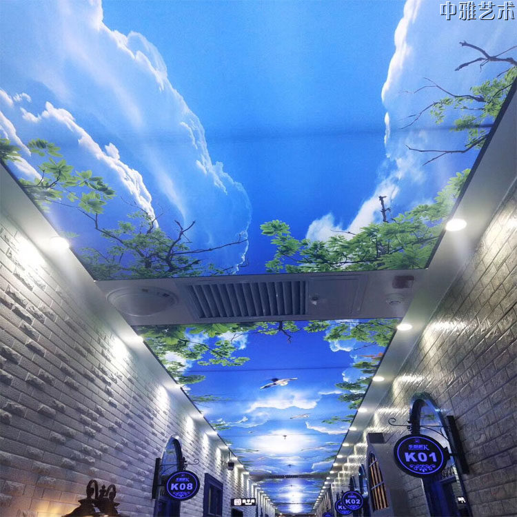 海底世界壁画3d立体视觉延伸空间墙绘儿童房西餐厅天花板装饰壁布