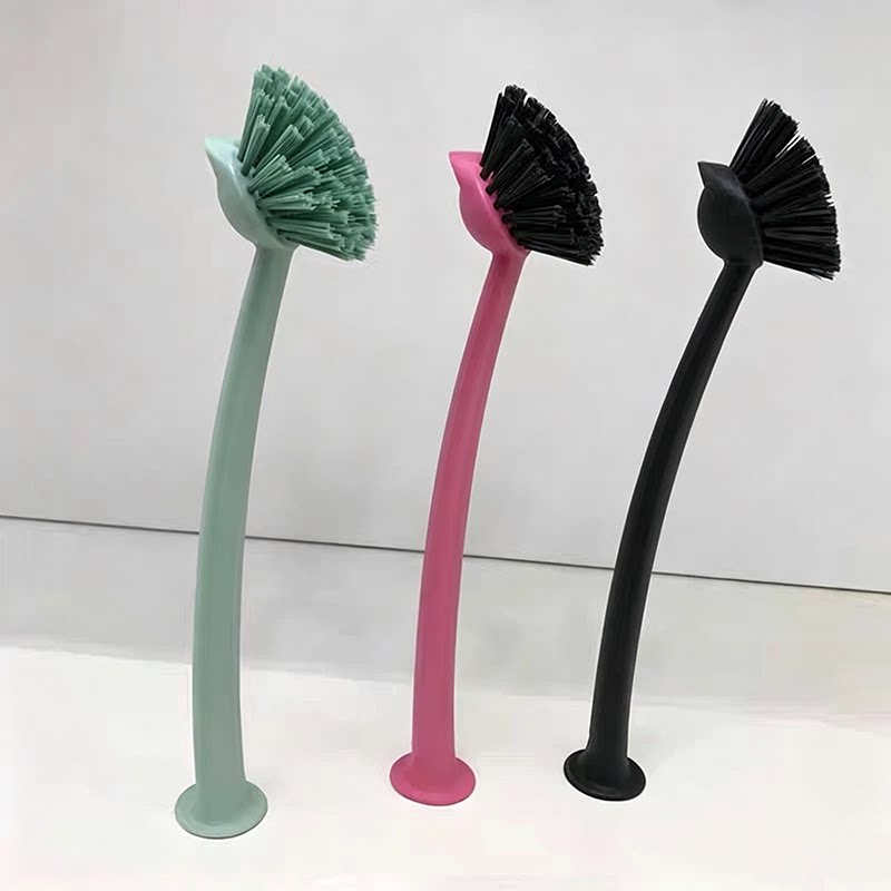 林妮格洗盘刷子家用厨房带吸盘洗碗刷长柄洗锅刷浴室清洁刷子