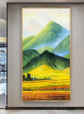 青山图靠山图西墙玄关挂画新中式客厅山水画聚宝盆挂画巨人山壁画