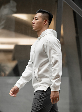 EVENSO Abstract连帽卫衣 袋鼠兜宽松外套秋冬 白色套头运动长袖