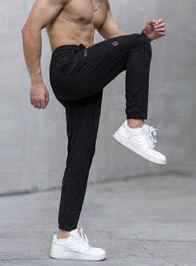 EVENSO Fuel弹力束脚黑色健身长裤 速干透气运动卫裤修身休闲裤