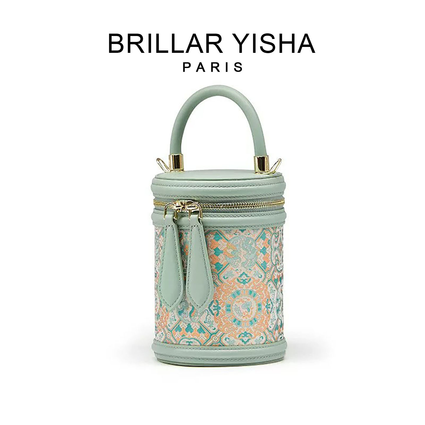 Brillar Yisha非遗宋锦菱格天华锦新中式国风斜挎手提水桶包包女