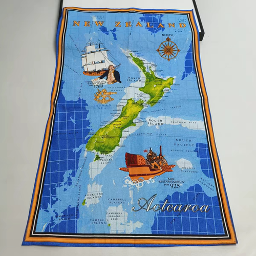 [挂布]tea towel茶巾瑕疵污渍新西兰复古地图