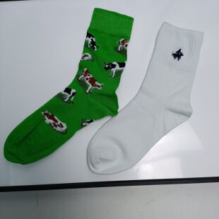 男士 包邮 外贸满30元 精梳棉77%棉无骨袜牛绿色小刺绣男袜 44码