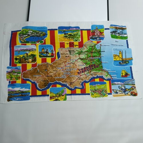[挂布]tea towel茶巾法国东比利牛斯省Pyrénées Orientales地图