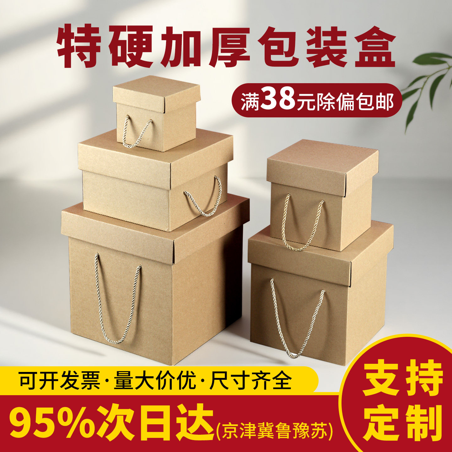 正方形礼品包装盒礼盒牛皮通用盒礼品盒礼物盒包装空盒牛皮纸纸盒