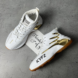 春季百搭内增高鞋子男款休闲鞋包底白色老爹鞋欧洲站潮流男鞋