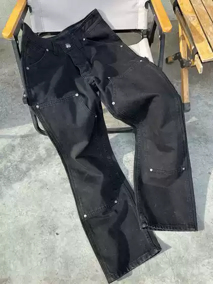 [Heavy-Duty Fabric] B01 Base Plate Sunteeza Rivet Silver-Plated Unisex Pearl Sailing Lumberjack Work Pants