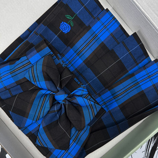 格裙刺绣百褶裙校供感甜妹短裙 jk制服原创正版 妙氏优品 雾蓝序