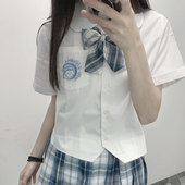 妙氏晚安熊大码 正版 刺绣衬衣学生制服上衣短款 jk衬衫 女白寸衫 原创