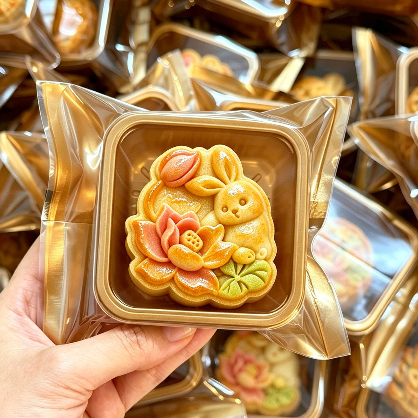 莲花兔中秋月饼模具创意不