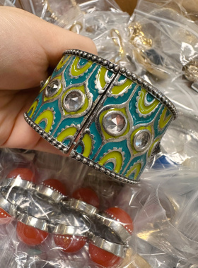 欧美外贸库存尾货孤品处理不退换品牌老货牌子货复古珐琅宝石手镯