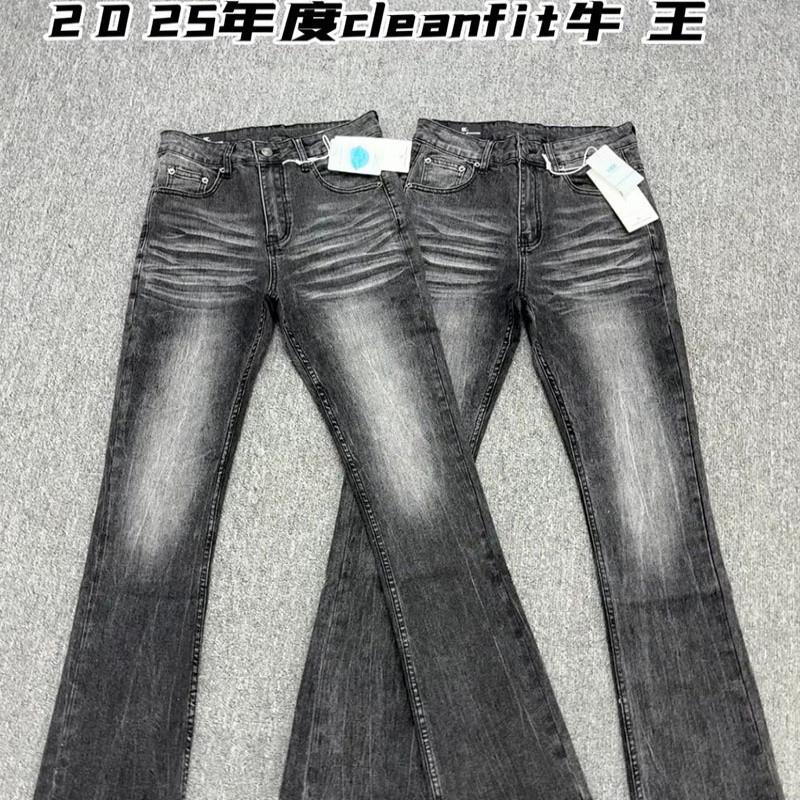 纪璇出品美式cleanft水洗修身微喇高街vibe风格黑灰517牛仔裤男女