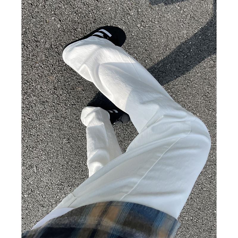 白色直筒牛仔裤男秋季微喇cleanfit美式高街显瘦显腿长痞帅裤子