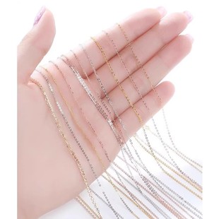 18K金项链O字链女K金AU750彩金黄金玫瑰金白金素链套链细款锁骨链