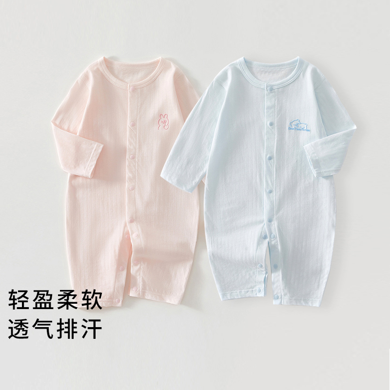 婴儿衣服a类纯棉59码宝宝哈衣夏季薄款空调服新生幼儿连体衣夏天
