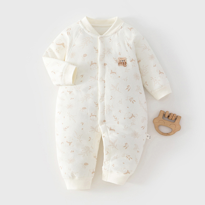 婴儿衣服冬装夹棉加厚薄棉秋冬宝宝连体衣a类纯棉新生儿哈衣冬天