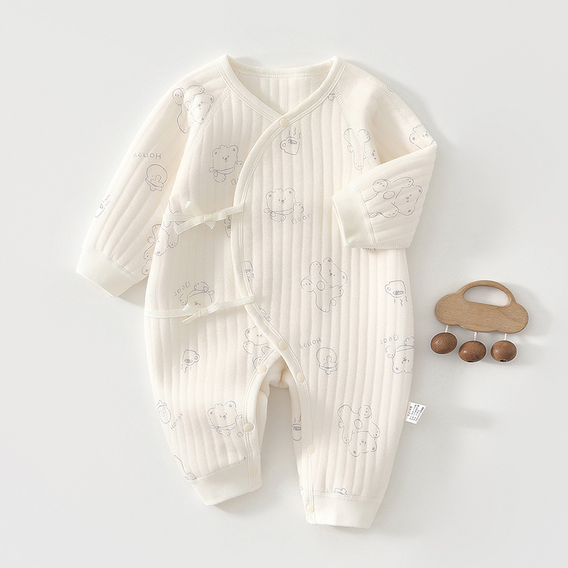婴儿连体衣秋冬季夹棉保暖新生儿衣服初生宝宝纯棉爬爬服蝴蝶哈衣