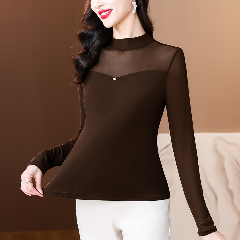 长袖新款时尚妈妈网纱长袖T恤