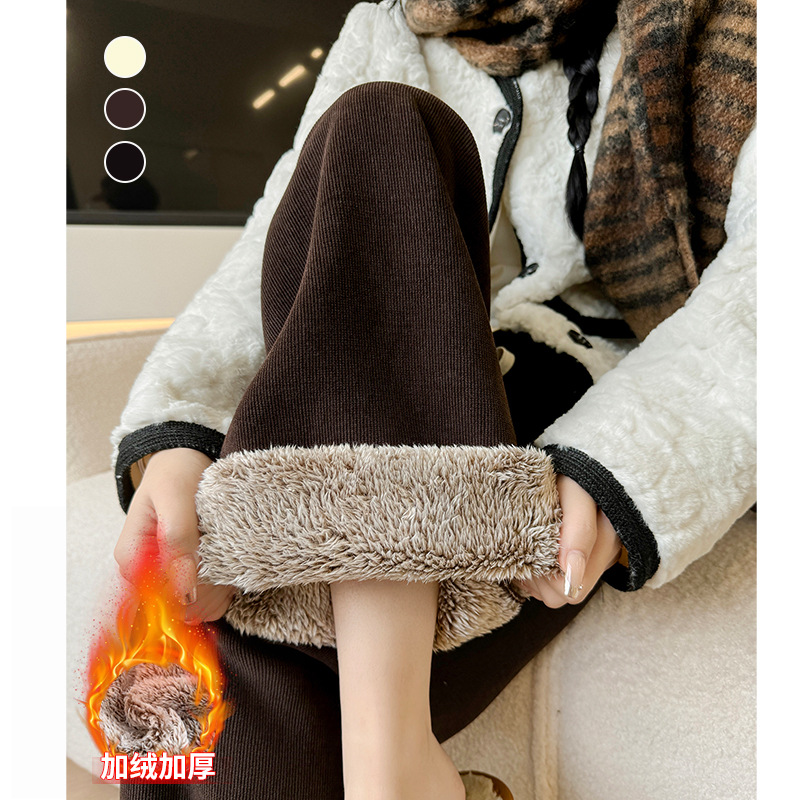 高腰木棉阔腿裤女秋冬垂休闲裤