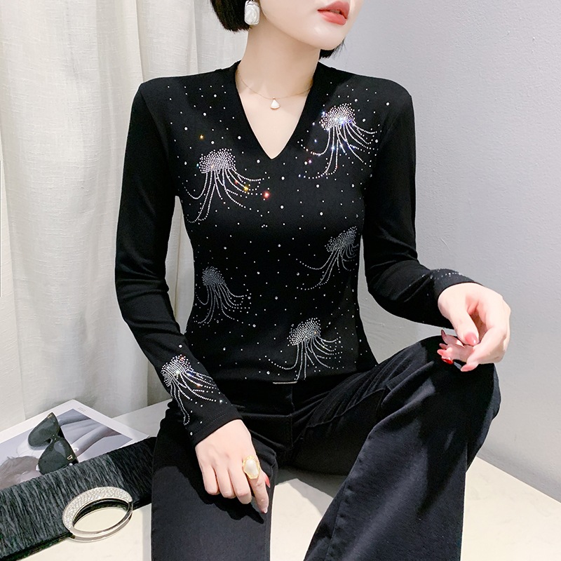 长袖休闲风网纱重工时尚水母烫