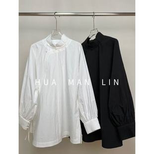 【花满林】两色花瓣立领斜门襟系带百搭匹马棉上衣258233