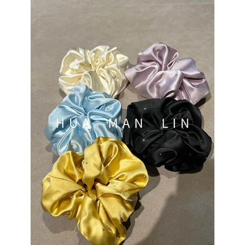 【花滿林】五色烫钻30MM真丝桑蚕丝发圈2602