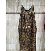 花滿林U领木颜黄金丝绸桑蚕丝豹纹连衣裙268861