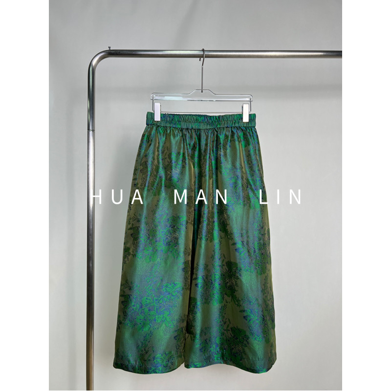 【花满林】松紧腰梦幻绫真丝桑蚕丝八九分阔腿裤259618