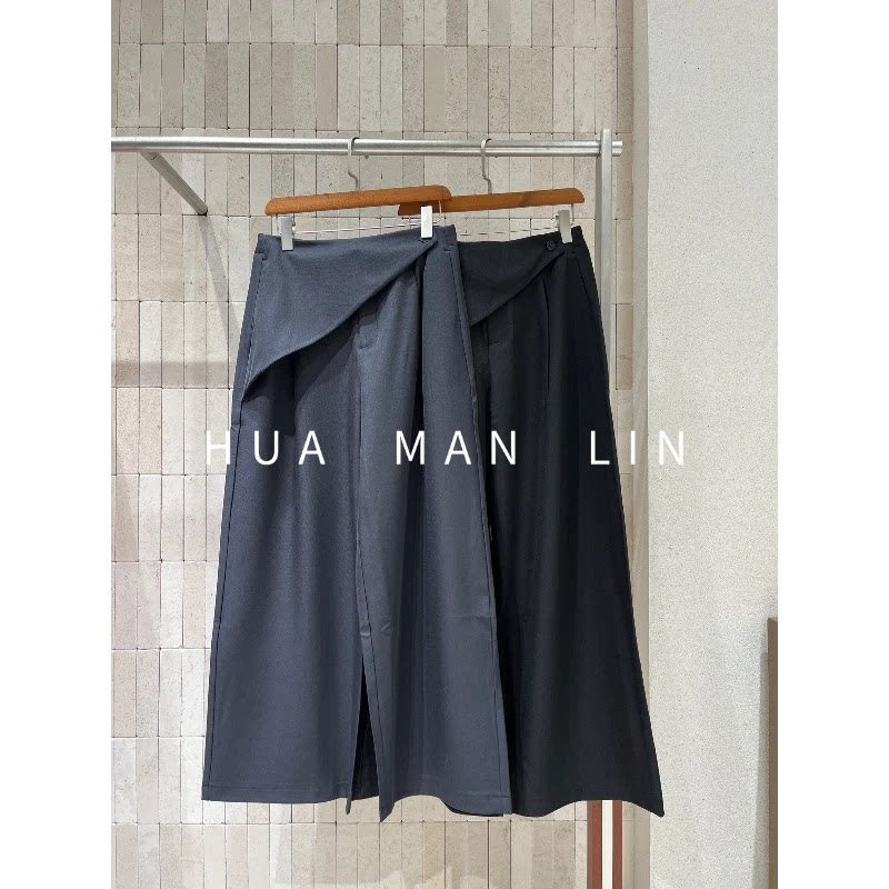 【花满林】两色一粒扣拉链净版百搭皮帘西裤36630图片