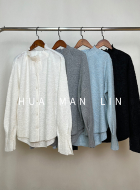 【花满林】四色小立领花边领口山羊绒上衣25103