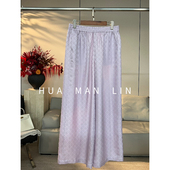 268960 全松紧腰宝相花织金真丝桑蚕丝休闲长裤 花滿林 彩蛋