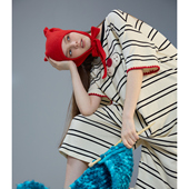 连体睡衣女夏睡裙可爱条纹家居服可外穿家居套装 yso 酷猫系列